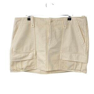 Denim Forum The 90's Utility Skirt, Cotton, Cream, Cargo, Utility, Mini,Size 32